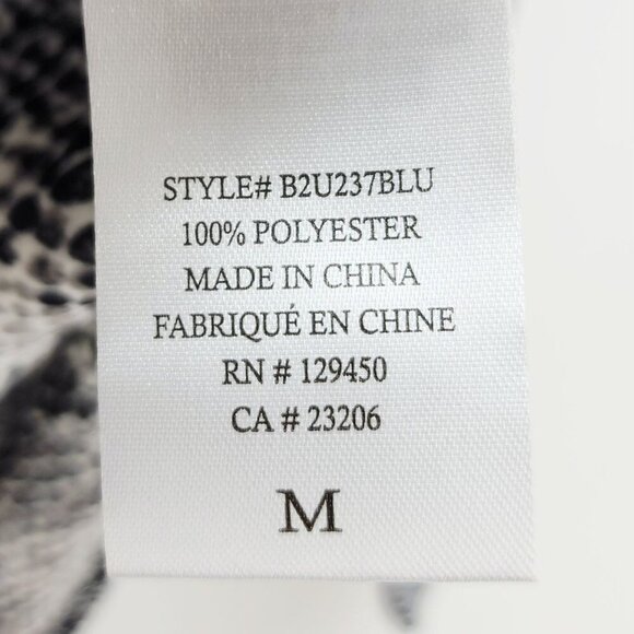 Como Blu Womens Black & White Snake Print Button-Up Long Sleeve Blouse Size M - Picture 4 of 10